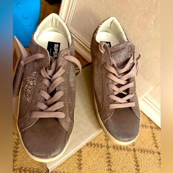 Golden Goose GGDB Private Ed Super Star suede pink leather w glitter sta… - Picture 6 of 16